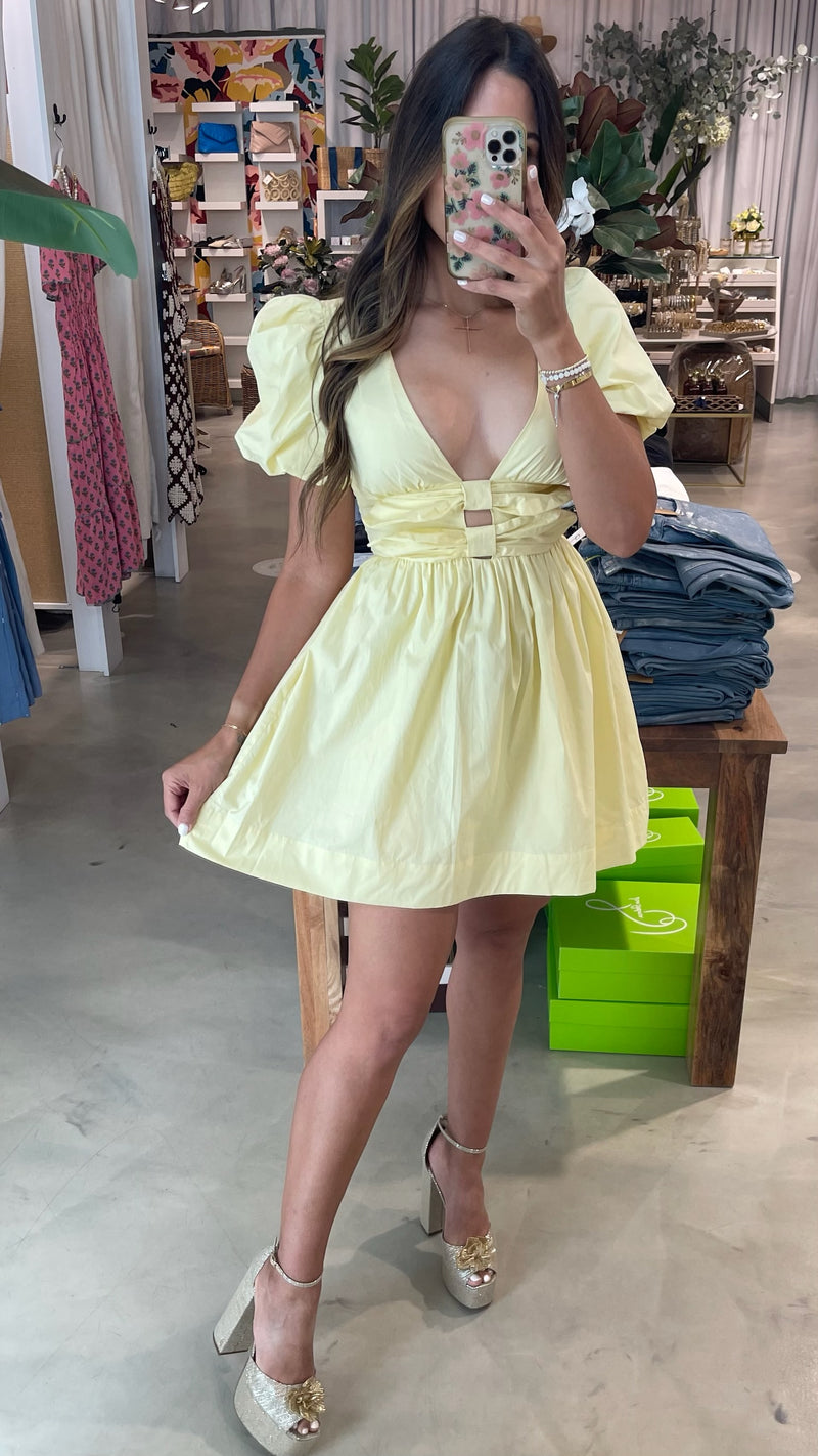 Lemoncello Puff Sleeve Mini Dress