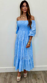 Isabella Eyelet Maxi Dress - PRINZZESA BOUTIQUE