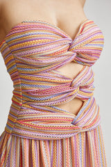 Multi Stripe Crochet Cutout Maxi Dress
