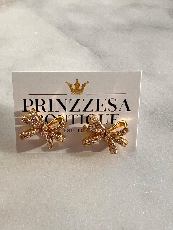Shiny Bow Earrings - PRINZZESA BOUTIQUE
