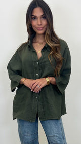 Serafina Linen Button Up Top