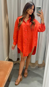 Martina Linen Button Up Dress - PRINZZESA BOUTIQUE