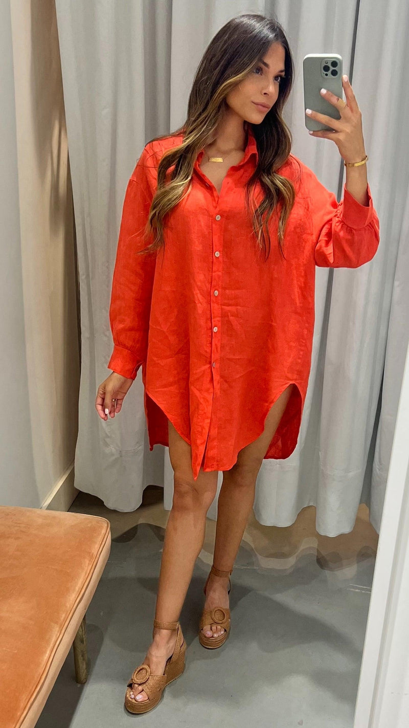 Martina Linen Button Up Dress - PRINZZESA BOUTIQUE