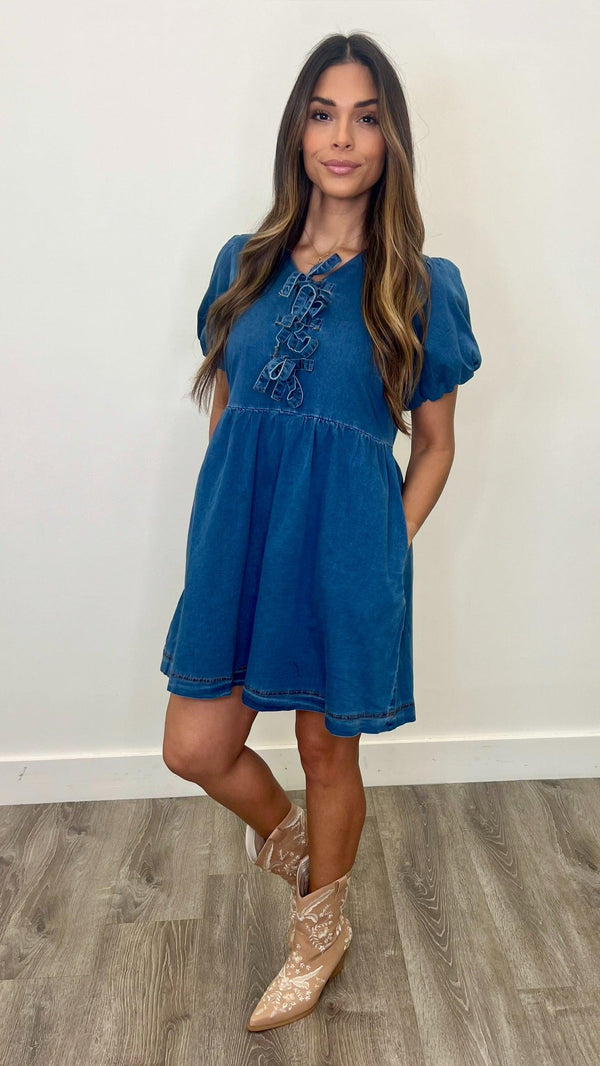Myla Denim Babydoll Dress - PRINZZESA BOUTIQUE