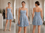 Blue and White Lace Bubble Dress