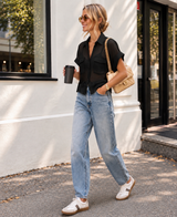 Button Down Italian Blouse in Black