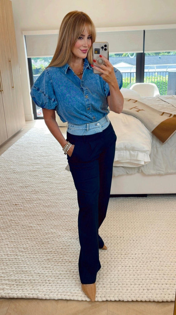 Giolino Black Pinstripe Pants - PRINZZESA BOUTIQUE