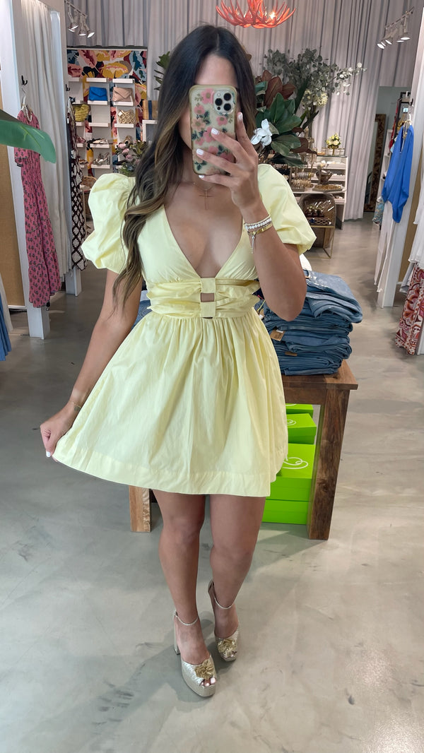Lemoncello Puff Sleeve Mini Dress