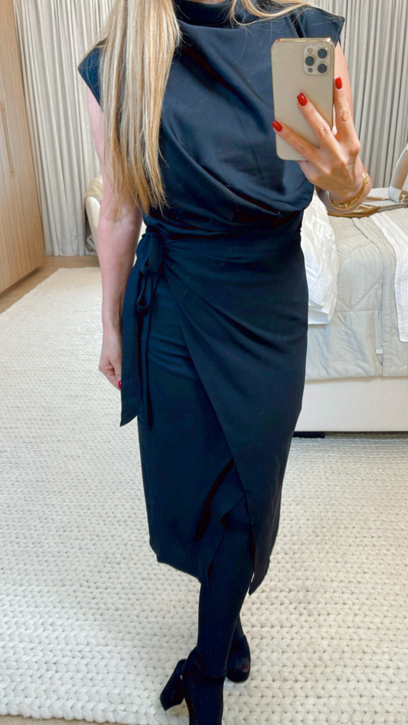 Noelle  Black Midi Skirt