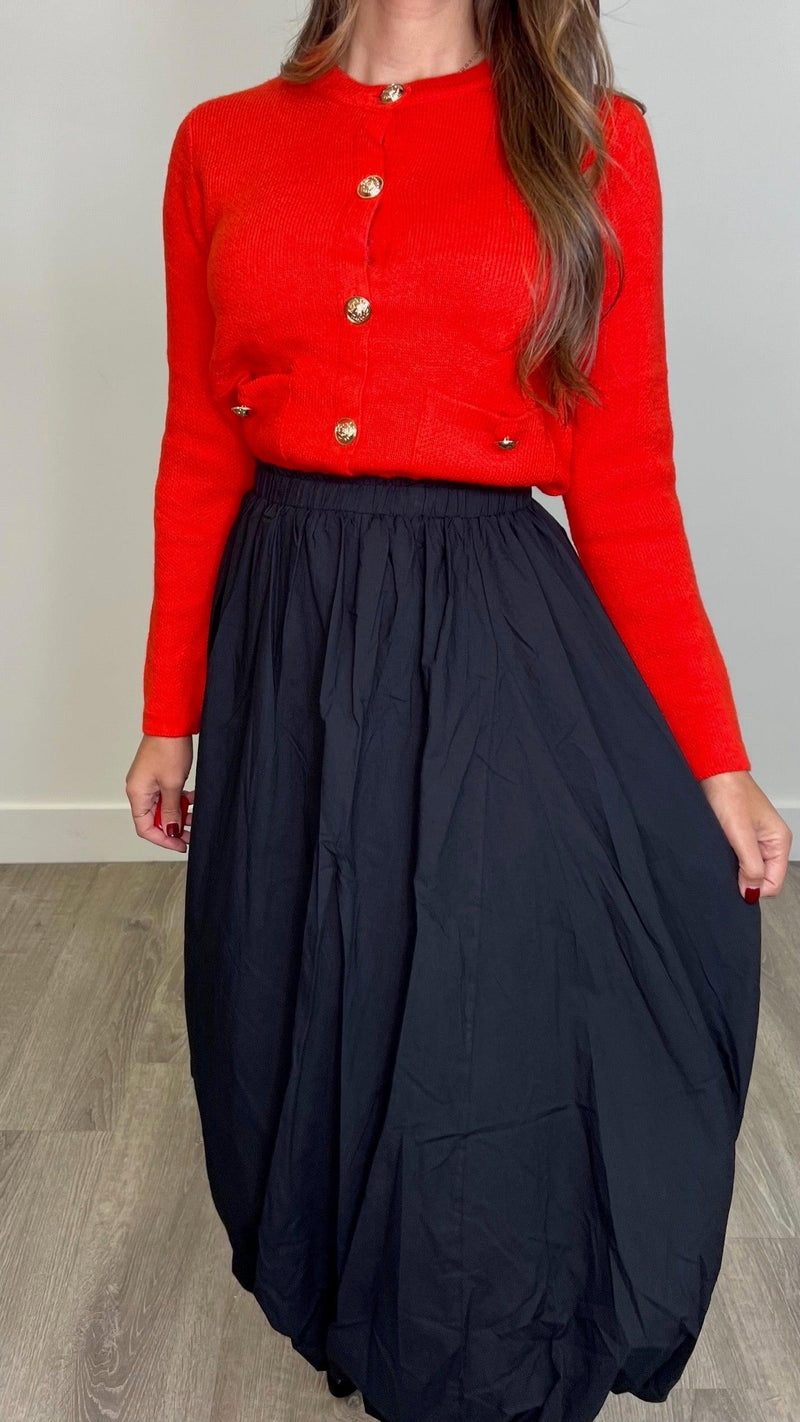 Giselle Black Bubble Midi Skirt - PRINZZESA BOUTIQUE