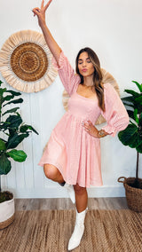 Pink Checkered Babydoll Dress - PRINZZESA BOUTIQUE