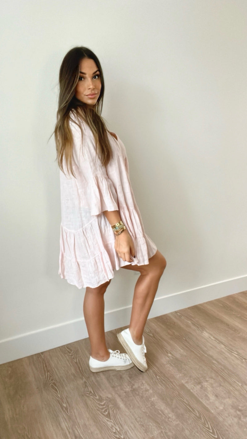 Vicenza Pale Pink Linen Dress