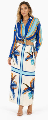 Coastal Orchid Wrap Skirt Blue