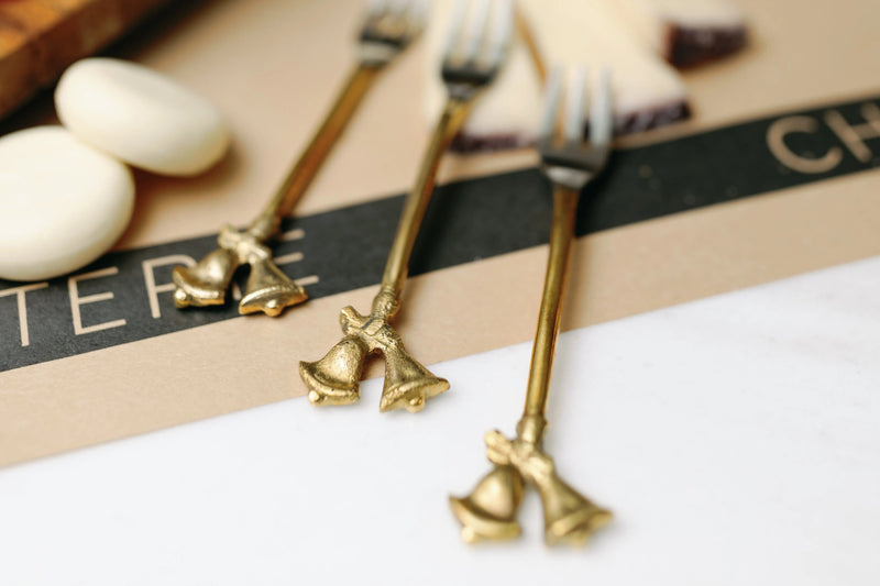 Bells Stainless Steel and Brass Forks, Set of 4 - PRINZZESA BOUTIQUE