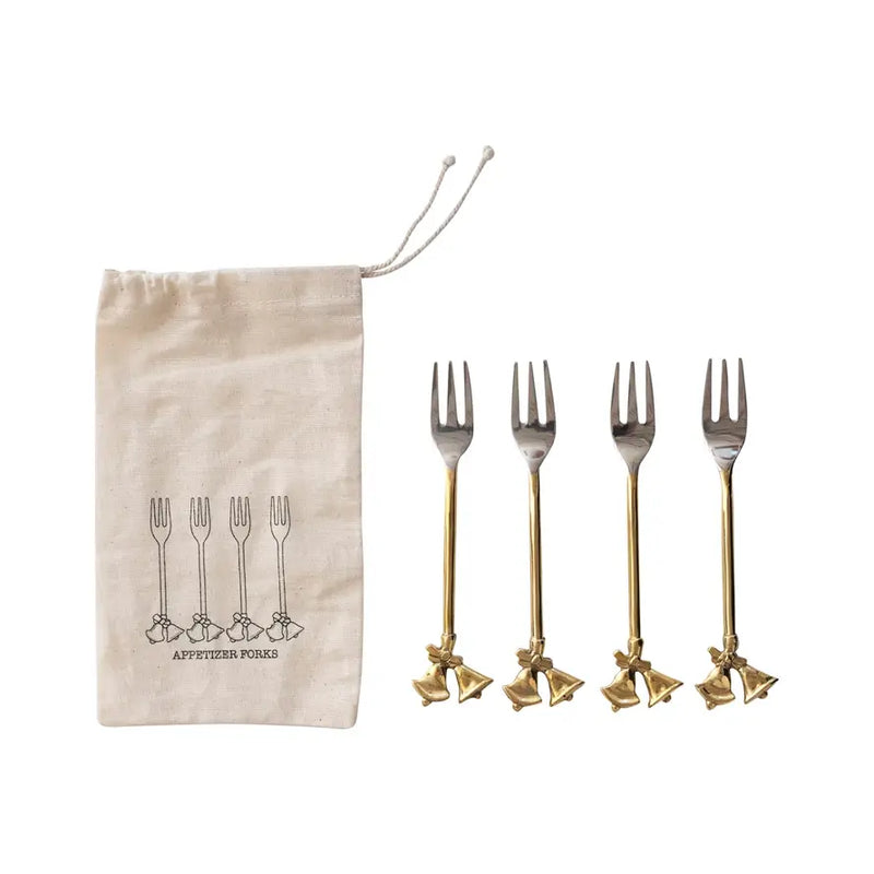 Bells Stainless Steel and Brass Forks, Set of 4 - PRINZZESA BOUTIQUE