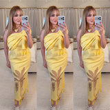 Tropical Palm Embroidered One-Shoulder Tassel Linen Mini
