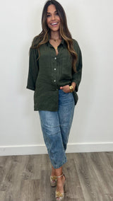 Serafina Linen Button Up Top
