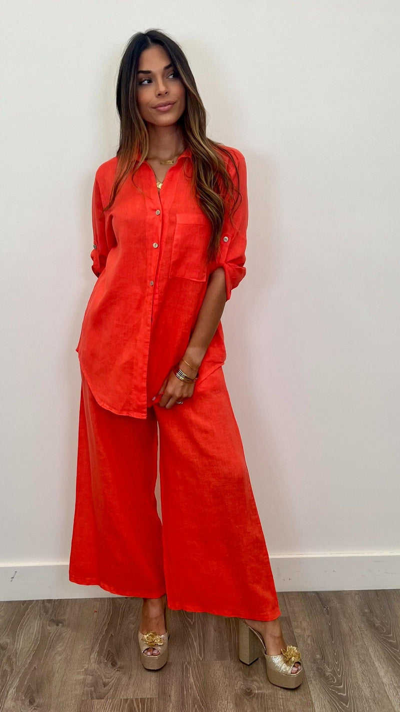 Lucia Linen Button Up Top - PRINZZESA BOUTIQUE