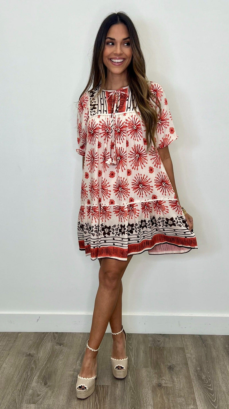 Pascalina Red Print Dress - PRINZZESA BOUTIQUE