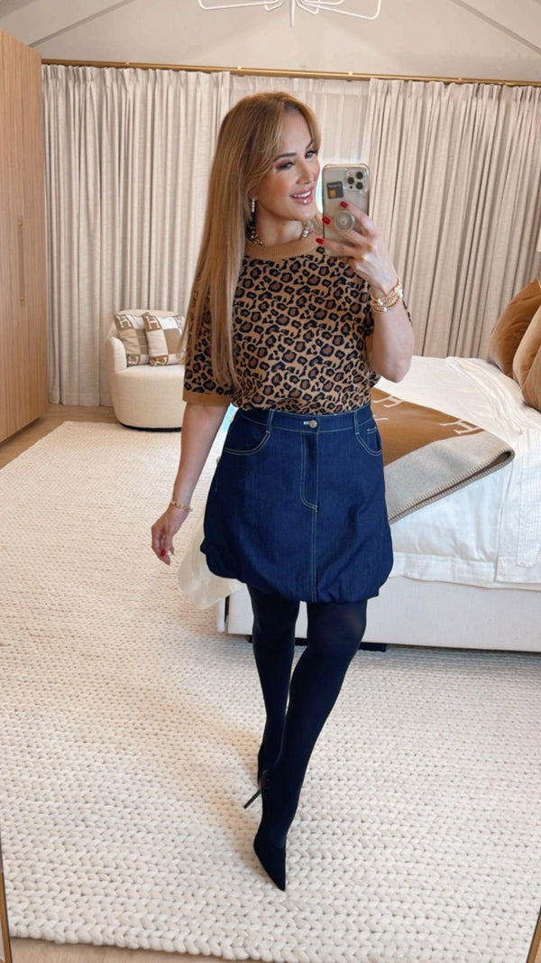 Amya Brown Animal Print Sweater - PRINZZESA BOUTIQUE