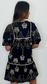 Margaux Black Embroidered Dress - PRINZZESA BOUTIQUE