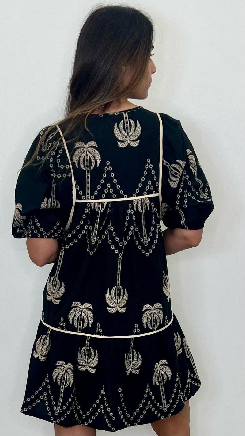 Margaux Black Embroidered Dress - PRINZZESA BOUTIQUE