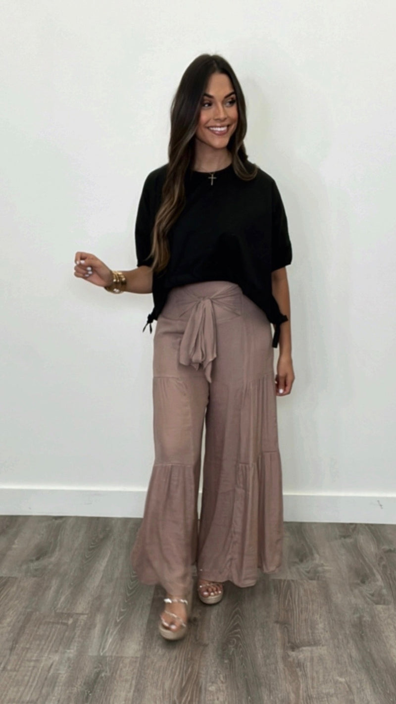 Dylan Taupe Wide Leg Pant