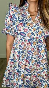 Reilly Off White Floral Print Dress - PRINZZESA BOUTIQUE