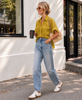 Button Down Italian Blouse in Mustard