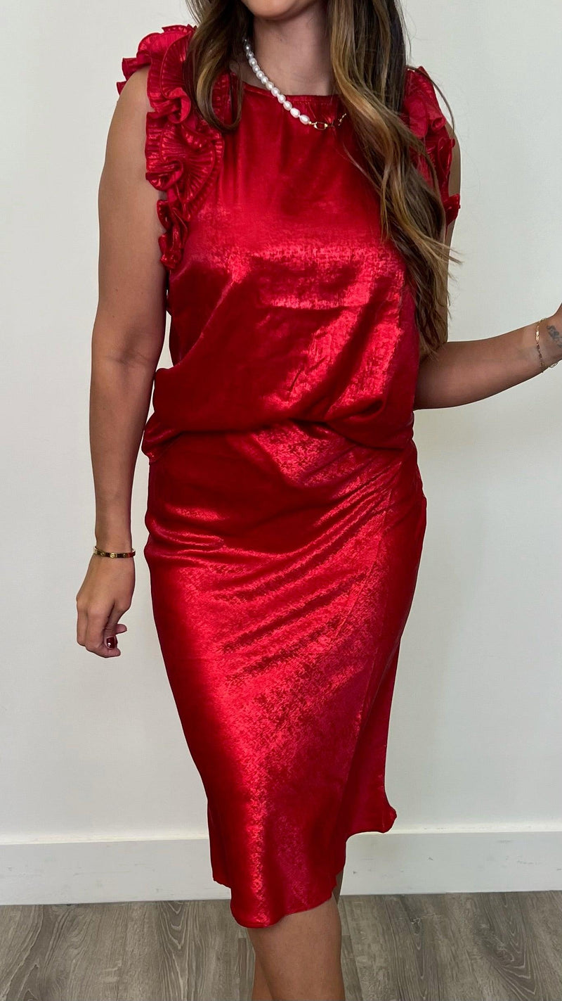 Leila Red Satin Skirt - PRINZZESA BOUTIQUE
