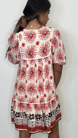 Pascalina Red Print Dress - PRINZZESA BOUTIQUE