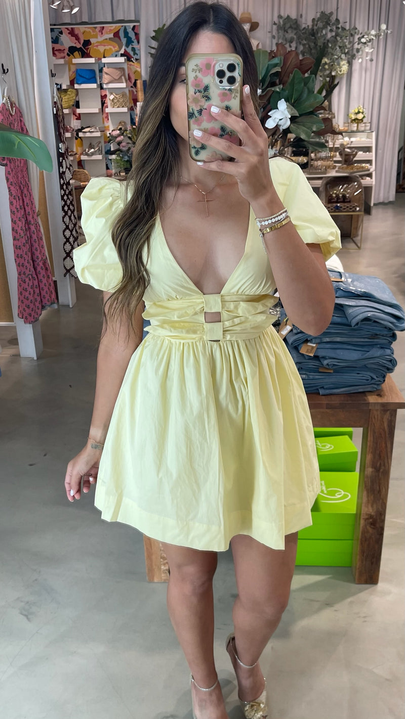 Lemoncello Puff Sleeve Mini Dress