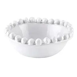 Ceramic Beaded Bowl in White - PRINZZESA BOUTIQUE