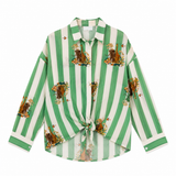 Safari Paradise Striped Cabana Shirt Green
