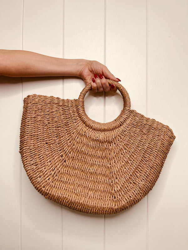 Raya Woven Khaki Handbag