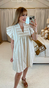 Sariah Taupe Striped Dress