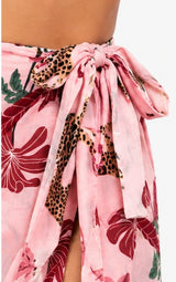 Safari Paradise Wrap Maxi Skirt Pink