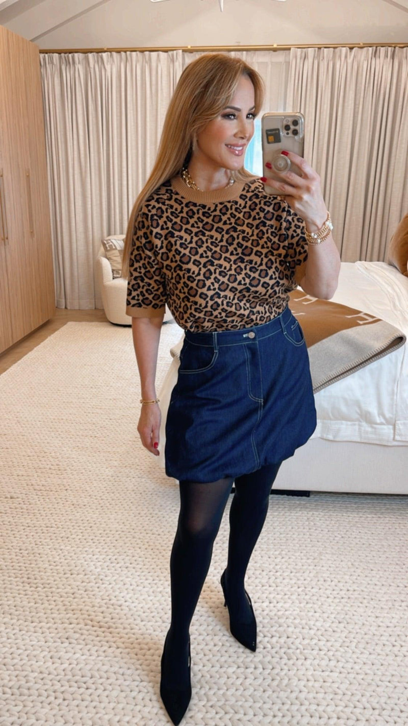 Amya Brown Animal Print Sweater - PRINZZESA BOUTIQUE