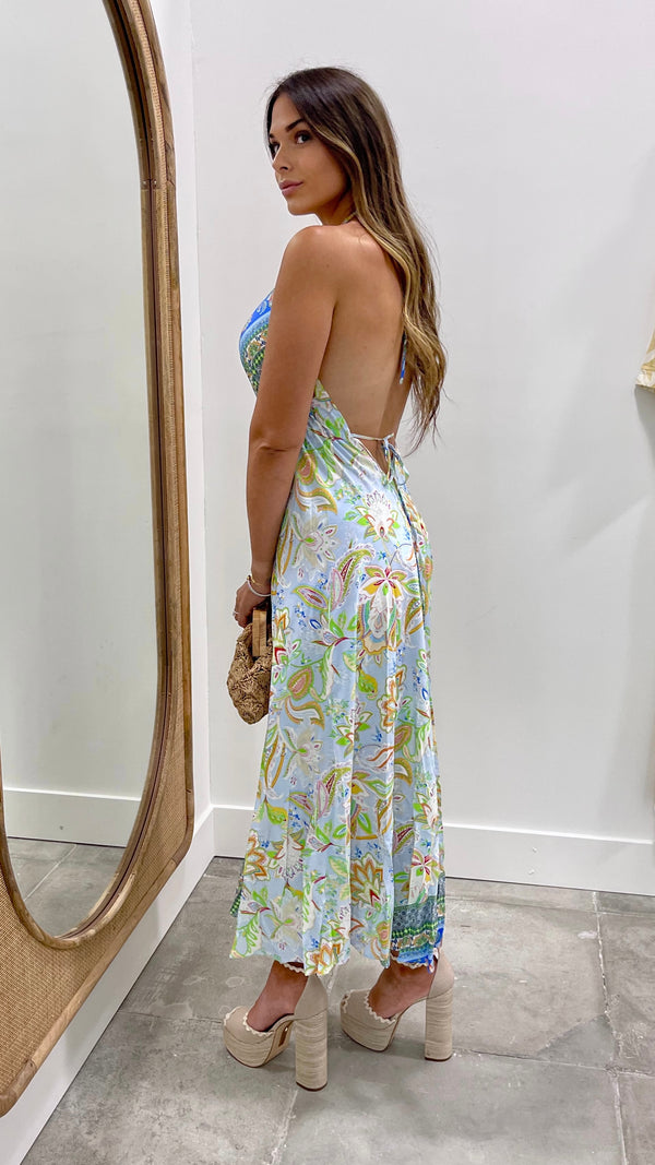 Kelly Halter Tie Back Scarf Summer Dress