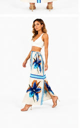 Coastal Orchid Wrap Skirt Blue