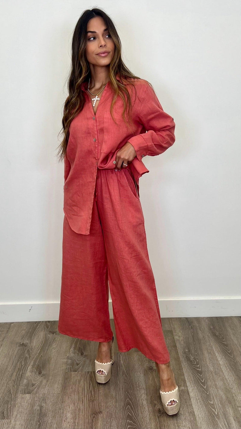 Lucia Linen Button Up Top - PRINZZESA BOUTIQUE