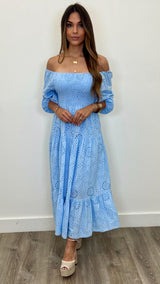 Isabella Eyelet Maxi Dress - PRINZZESA BOUTIQUE