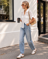 Button Down Italian Blouse in White
