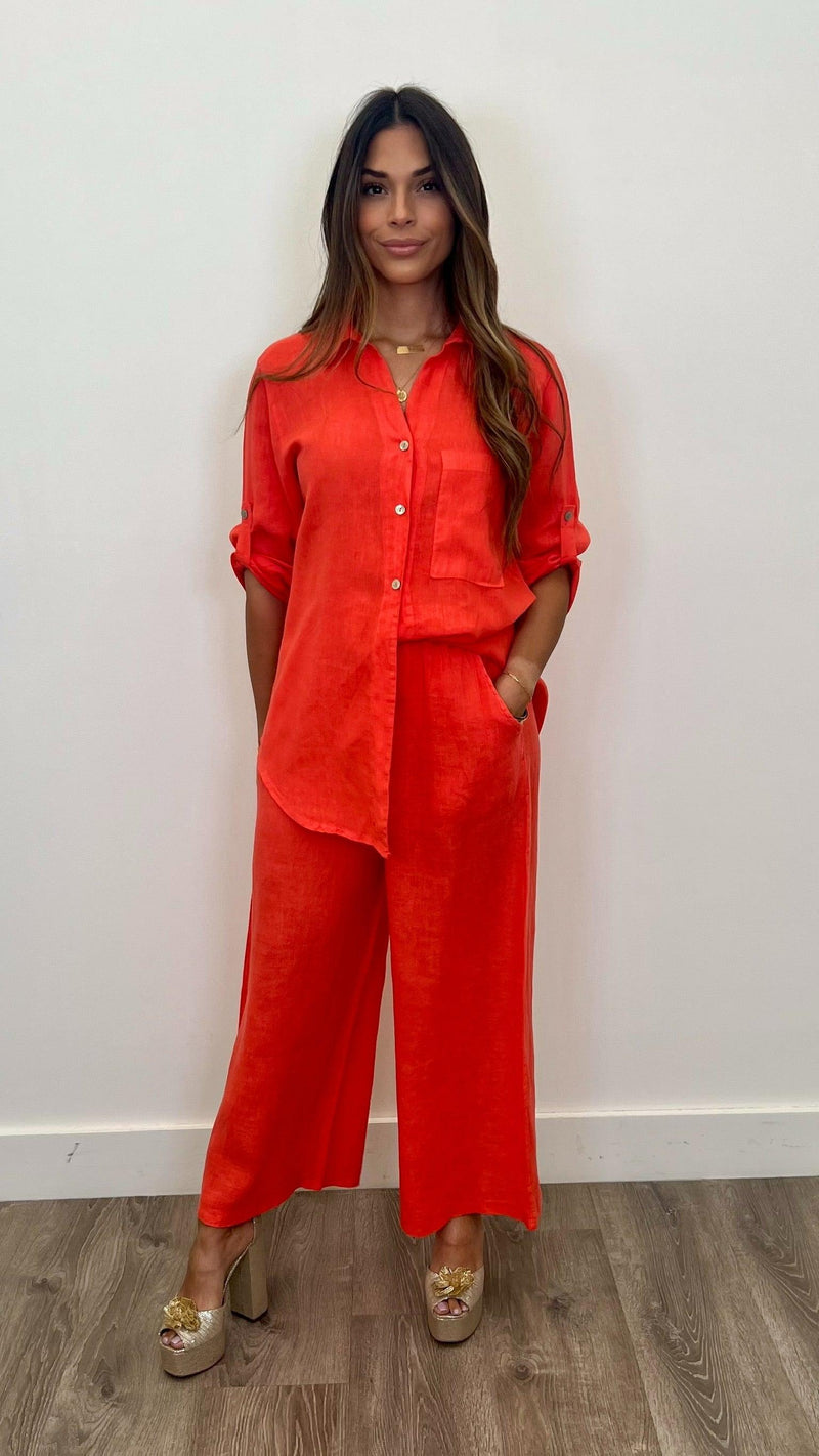 Lucia Linen Button Up Top - PRINZZESA BOUTIQUE
