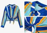 Coastal Breeze Stripe Tie Front Shirt Blue