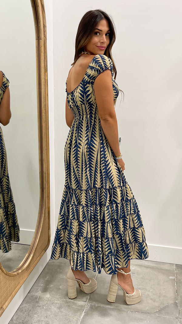 Cinzia Golden Blue Dress