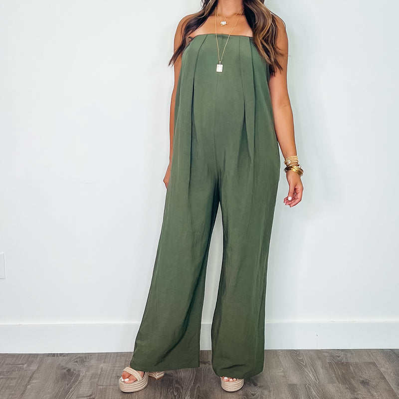 Donatella Olive Belted Romper - PRINZZESA BOUTIQUE