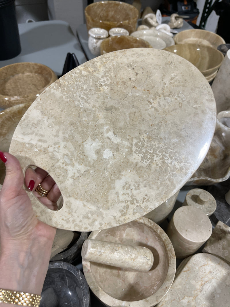 Circle Tray Cutting Board with Opening Marble