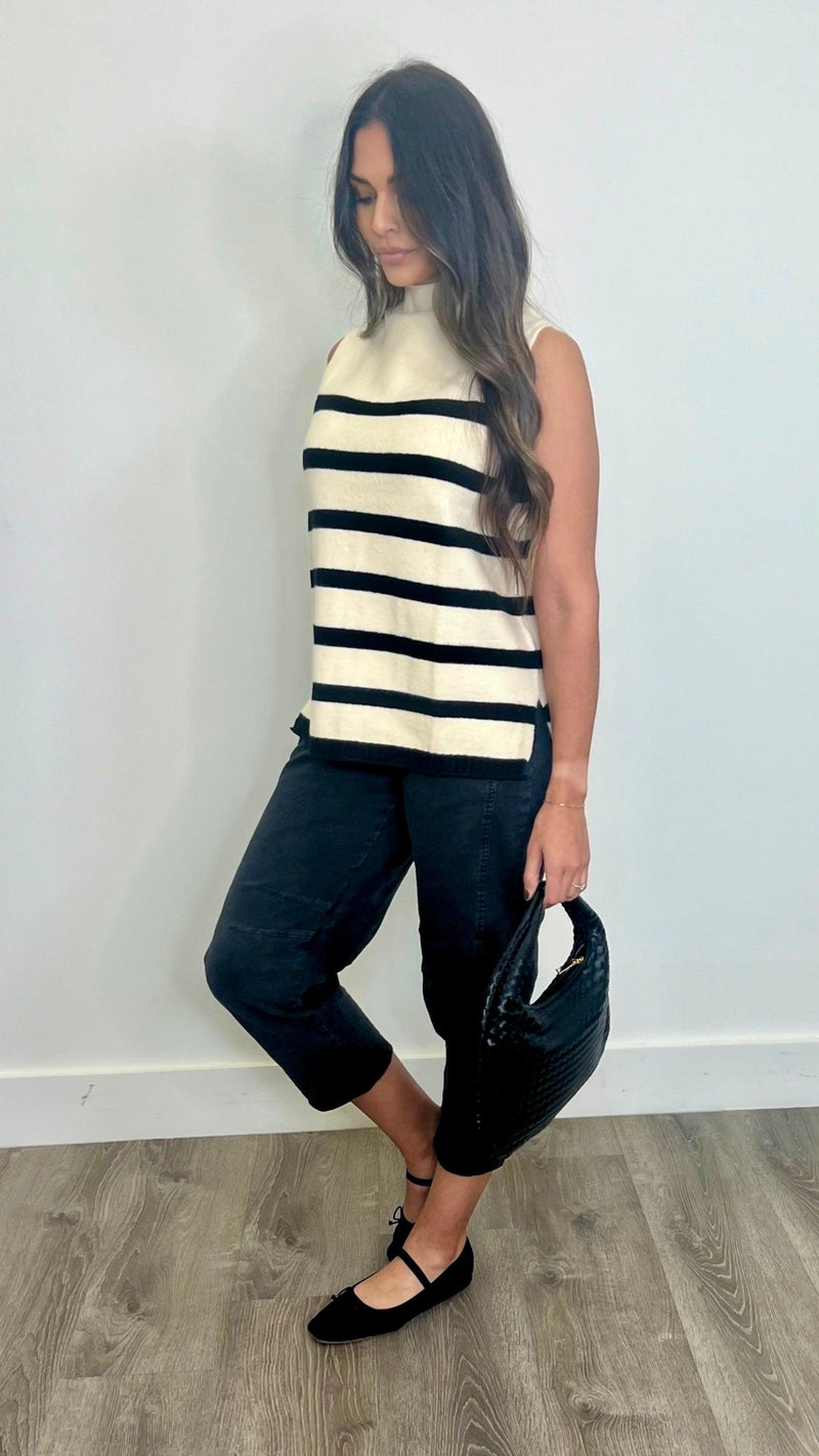 Senara Natural Black High Neck Top - PRINZZESA BOUTIQUE