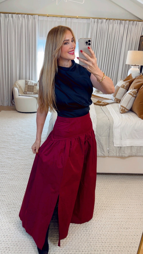 Amara Wine Maxi Skirt